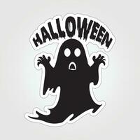 A sticker with a ghost on it, Halloween ghost cartoon character sticker vector