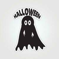 A sticker with a ghost on it, Halloween ghost cartoon character sticker vector