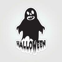 A sticker with a ghost on it, Halloween ghost cartoon character sticker vector