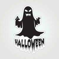 A sticker with a ghost on it, Halloween ghost cartoon character sticker vector