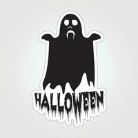 A sticker with a ghost on it, Halloween ghost cartoon character sticker vector