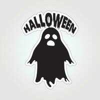 A sticker with a ghost on it, Halloween ghost cartoon character sticker vector