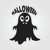 A sticker with a ghost on it, Halloween ghost cartoon character sticker vector