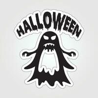 A sticker with a ghost on it, Halloween ghost cartoon character sticker vector