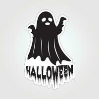 A sticker with a ghost on it, Halloween ghost cartoon character sticker vector