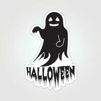 A sticker with a ghost on it, Halloween ghost cartoon character sticker vector