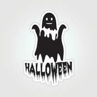 A sticker with a ghost on it, Halloween ghost cartoon character sticker vector