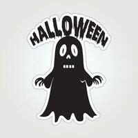 A sticker with a ghost on it, Halloween ghost cartoon character sticker vector