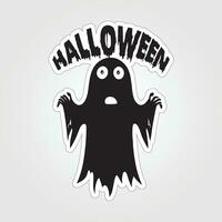 A sticker with a ghost on it, Halloween ghost cartoon character sticker vector