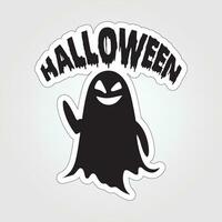 A sticker with a ghost on it, Halloween ghost cartoon character sticker vector