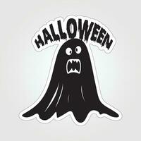 A sticker with a ghost on it, Halloween ghost cartoon character sticker vector