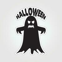 A sticker with a ghost on it, Halloween ghost cartoon character sticker vector