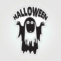 A sticker with a ghost on it, Halloween ghost cartoon character sticker vector