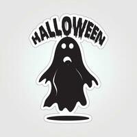 A sticker with a ghost on it, Halloween ghost cartoon character sticker vector