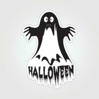 A sticker with a ghost on it, Halloween ghost cartoon character sticker vector