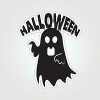 A sticker with a ghost on it, Halloween ghost cartoon character sticker vector