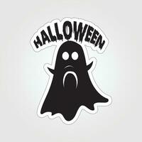 A sticker with a ghost on it, Halloween ghost cartoon character sticker vector