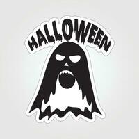 A sticker with a ghost on it, Halloween ghost cartoon character sticker vector