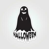 A sticker with a ghost on it, Halloween ghost cartoon character sticker vector