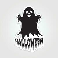 A sticker with a ghost on it, Halloween ghost cartoon character sticker vector