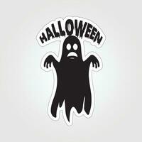 A sticker with a ghost on it, Halloween ghost cartoon character sticker vector