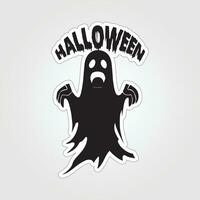 A sticker with a ghost on it, Halloween ghost cartoon character sticker vector