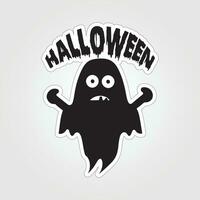 A sticker with a ghost on it, Halloween ghost cartoon character sticker vector