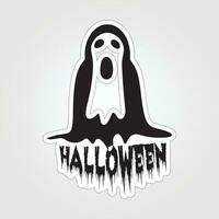 A sticker with a ghost on it, Halloween ghost cartoon character sticker vector