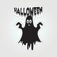 A sticker with a ghost on it, Halloween ghost cartoon character sticker vector