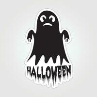 A sticker with a ghost on it, Halloween ghost cartoon character sticker vector