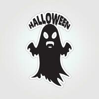 A sticker with a ghost on it, Halloween ghost cartoon character sticker vector