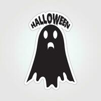 A sticker with a ghost on it, Halloween ghost cartoon character sticker vector