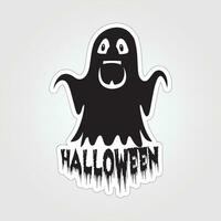 A sticker with a ghost on it, Halloween ghost cartoon character sticker vector