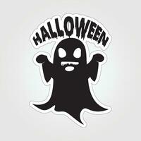 A sticker with a ghost on it, Halloween ghost cartoon character sticker vector