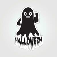 A sticker with a ghost on it, Halloween ghost cartoon character sticker vector