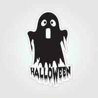 A sticker with a ghost on it, Halloween ghost cartoon character sticker vector