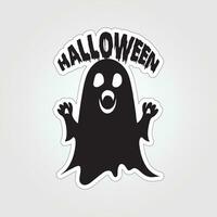 A sticker with a ghost on it, Halloween ghost cartoon character sticker vector