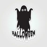 A sticker with a ghost on it, Halloween ghost cartoon character sticker vector