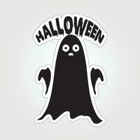 A sticker with a ghost on it, Halloween ghost cartoon character sticker vector