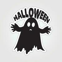 A sticker with a ghost on it, Halloween ghost cartoon character sticker vector