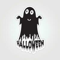 A sticker with a ghost on it, Halloween ghost cartoon character sticker vector