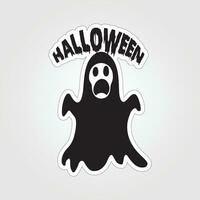 A sticker with a ghost on it, Halloween ghost cartoon character sticker vector