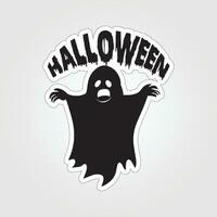 A sticker with a ghost on it, Halloween ghost cartoon character sticker vector