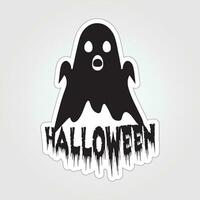 A sticker with a ghost on it, Halloween ghost cartoon character sticker vector