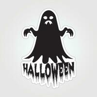 A sticker with a ghost on it, Halloween ghost cartoon character sticker vector