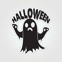 A sticker with a ghost on it, Halloween ghost cartoon character sticker vector