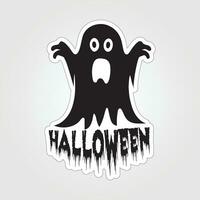 A sticker with a ghost on it, Halloween ghost cartoon character sticker vector