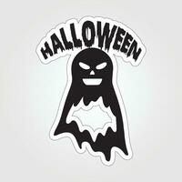 A sticker with a ghost on it, Halloween ghost cartoon character sticker vector