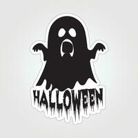 A sticker with a ghost on it, Halloween ghost cartoon character sticker vector