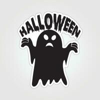 A sticker with a ghost on it, Halloween ghost cartoon character sticker vector